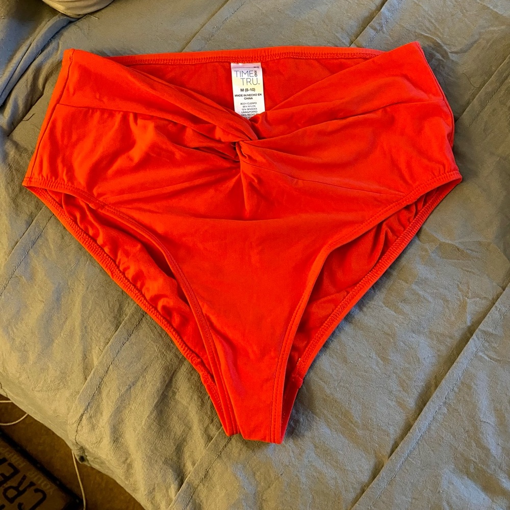 Red high waisted swimsuit bottoms